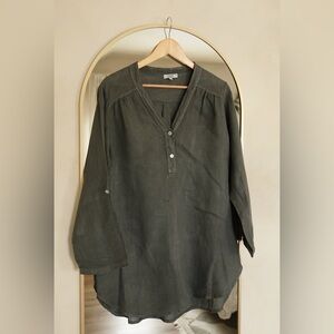 100% Linen Green Top